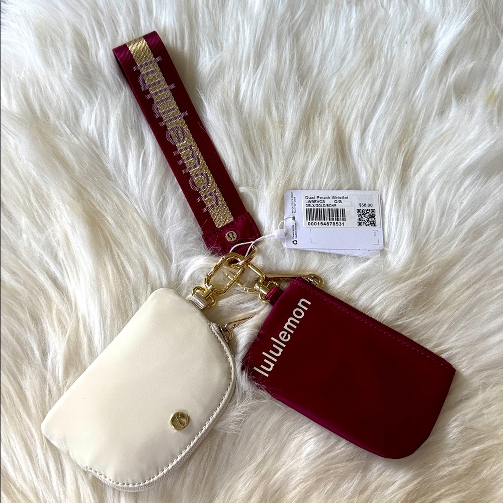Lululemon Dual Pouch Wristlet DELX/GOLD/BONE - Picture 1 of 4